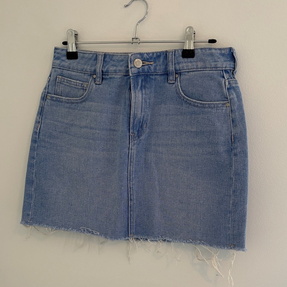 PacSun Light Blue Denim Mini Skirt with Raw Hem